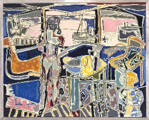 Patrick Heron - Harbour Window with Two Figures, St Ives July 1950