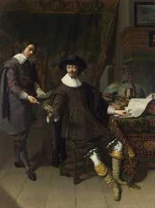 Thomas De Keyser - Portrait of Constantijn Huygens and his ( ) Clerk