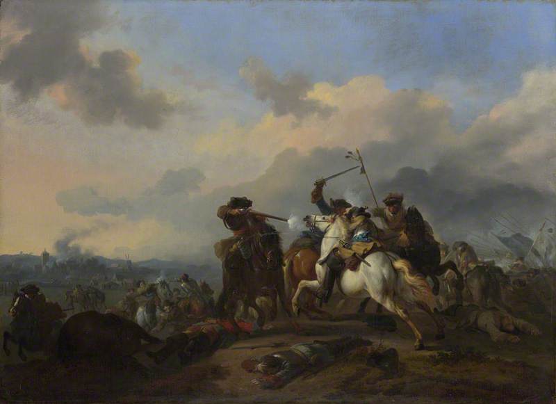  Oil Painting Replica A Battle, 1680 by Jan Van Huchtenburgh (1647-1733) | ArtsDot.com