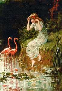Frederick Stuart Church - Flamingoes (sic), (painting)