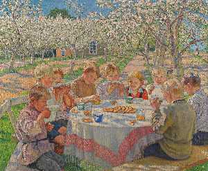 Nikolai Petrovich Bogdanov Belsky - Tea in the Apple Orchard