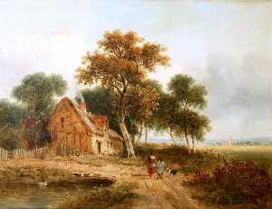 Samuel David Colkett - Farmhouse with Pond