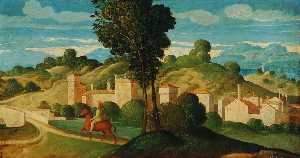 Girolamo Da Santacroce - Landscape with Rider