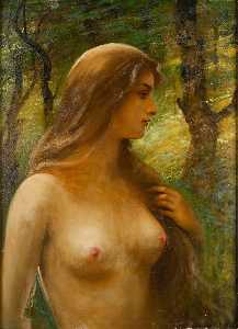 August Wilhelm Nikolaus Hagborg - Girl in a Landscape