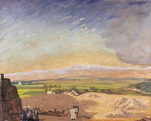 Winston Spencer Churchill - Cairo from the Pyramids with the Artist Painting