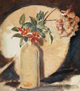 Beatrix Whistler - Still Life with a Fan, Bottle and Flowers