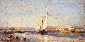 Felix Francois Georges Philbert Ziem - Martigues, tartane sur le canal de Caronte