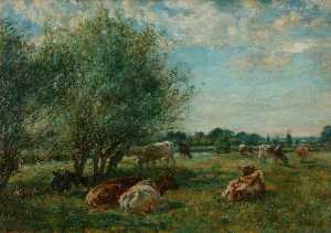 William Mark Fisher - Landscape with River and Cattle
