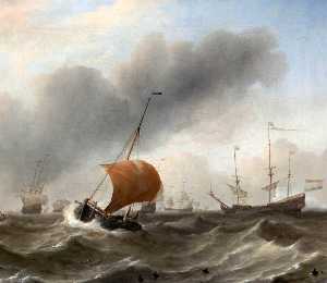 Willem Van De Velde The Younger - Dutch Shipping in a Heavy Swell