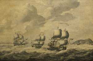 Adriaen Van Salm - Dutch Ships Driving before a Gale