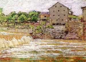 Charles Salis Kaelin - Mill and Waterfall
