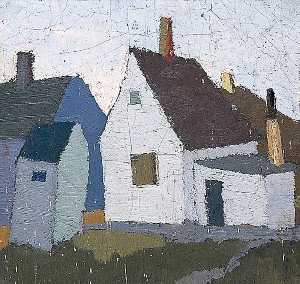 George Bergen - Painting of a Group of Buildings