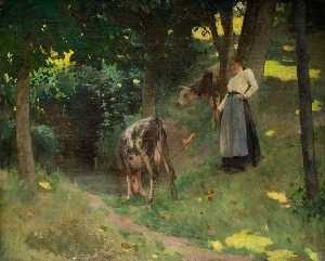 Giffard Hocart Lenfestey - Girl with Two Cows