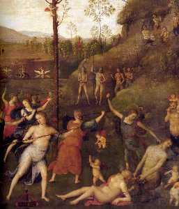 Pietro Perugino (Pietro Vannucci) - Combat of Love and Chastity (detail)