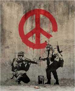 Banksy - Soldiers painting peace