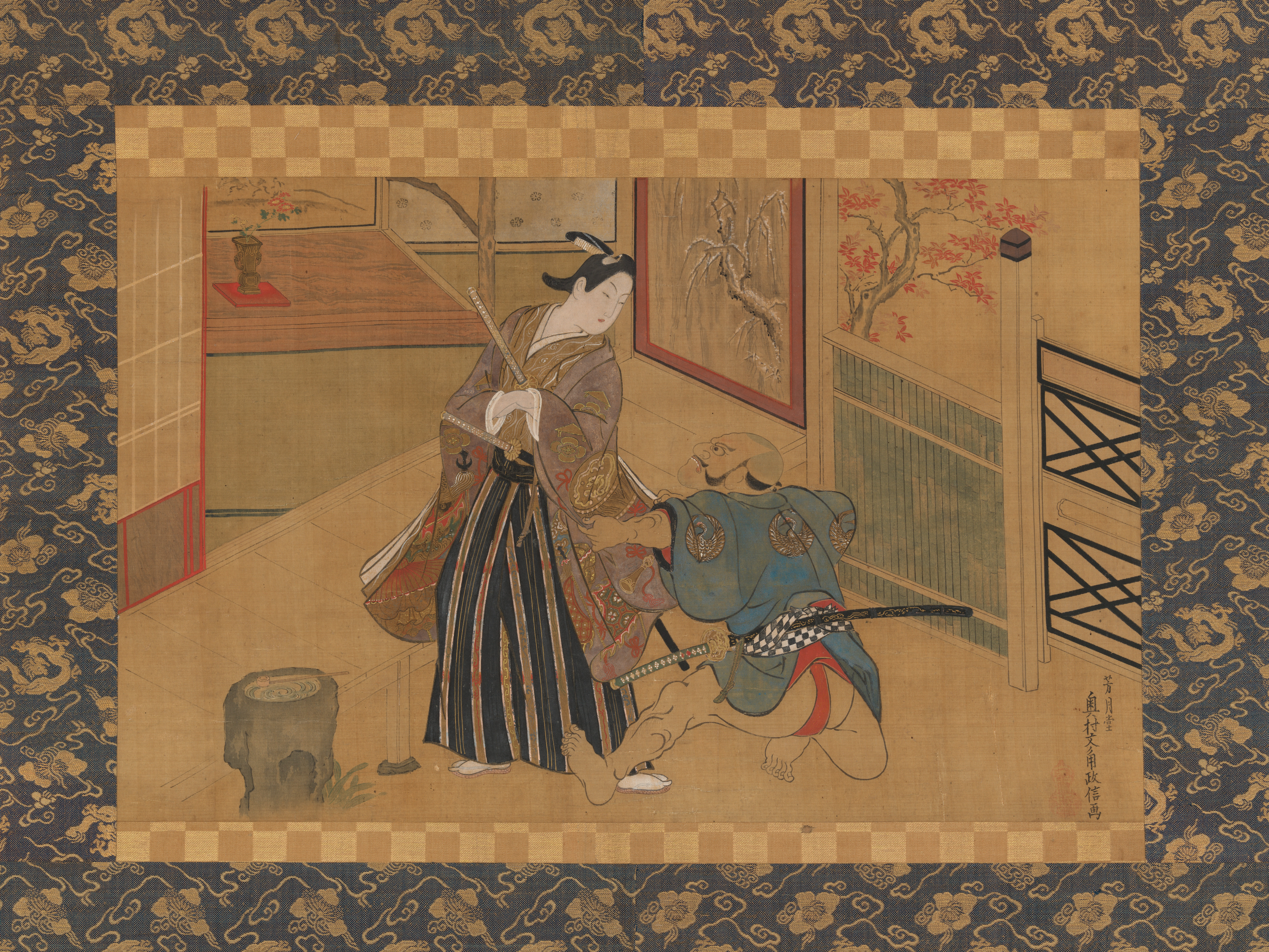 Okumura Masanobu - Kabuki Play Kusazuribiki from the Tales of Soga (Soga 
monogatari)