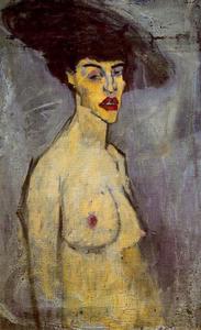 Amedeo Clemente Modigliani - Female nude with Hat