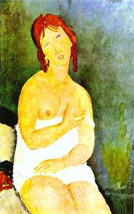 Amedeo Clemente Modigliani - Red-Haired Young Woman in Chemise