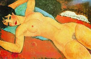 Amedeo Clemente Modigliani - Sleeping Nude with Arms Open (Red Nude)