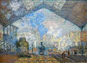 Order Paintings Reproductions Gare Saint Lazare, Pari, 1877 by Claude Monet (1840-1926, France) | WahooArt.com