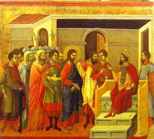Duccio Di Buoninsegna - MaestÓ (back, central panel), Jesus Before King Herod