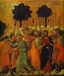 Duccio Di Buoninsegna - MaestÓ (back, central panel, detail of), The Seizing of Jesus