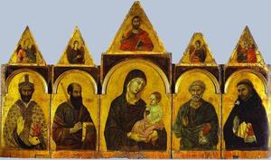 Duccio Di Buoninsegna - Polyptych No. 28 (The Holy Virgin with the Christ Child and Four Saints)