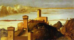 Giovanni Bellini - Pesaro Altarpiece. Background Landscape from the Coronation of the Virgin