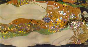 Gustave Klimt - Water Serpents II (Bewegtes Wasser sfondo)