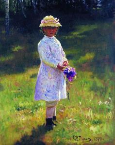 Ilya Yefimovich Repin - Girl with Flowers. Daughter of the Artist.