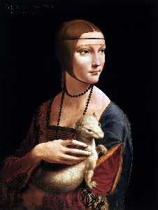 Order Paintings Reproductions Lady with an Ermine, 1490 by Leonardo Da Vinci (1452-1519, Italy) | WahooArt.com