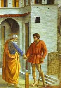Masaccio (Ser Giovanni, Mone Cassai) - Rendering of the Tribute Money (detail)
