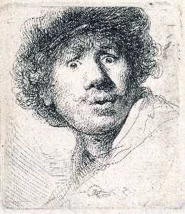 Rembrandt Van Rijn - Self-Portrait with Wide-Open Eyes