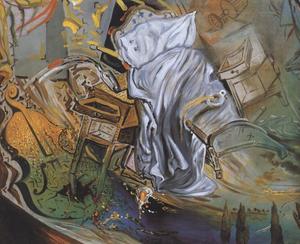Salvador Dali - Bed and Two Bedside Tables Ferociously Attacking a Cello (Final Stage), 1983