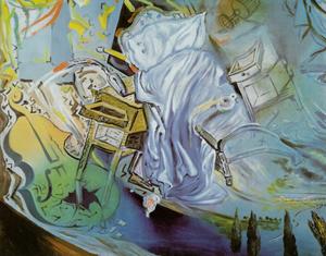 Salvador Dali - Bed and Two Bedside Tables Ferociously Attacking a Cello (last state), 1983