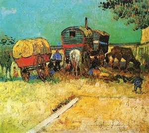 Vincent Van Gogh - Encampment of Gypsies with Caravans