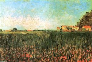 Vincent Van Gogh - Farmhouses in a Wheat Field Near Arles