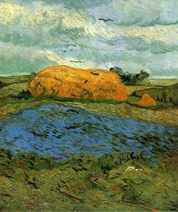 Vincent Van Gogh - Haystacks under a Rainy Sky