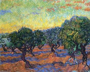 Vincent Van Gogh - Olive Grove - Orange Sky