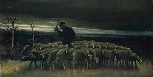 Vincent Van Gogh - Shepherd with a Flock of Sheep