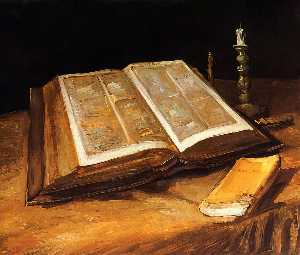 Order Oil Painting Replica Still Life with Bible, 1885 by Vincent Van Gogh (1853-1890, Netherlands) | WahooArt.com