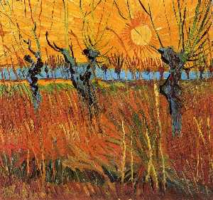  Artwork Replica Willows at Sunset, 1888 by Vincent Van Gogh (1853-1890, Netherlands) | WahooArt.com