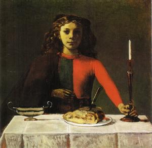 Balthus (Balthasar Klossowski) - Girl in green and red (the candlestick)