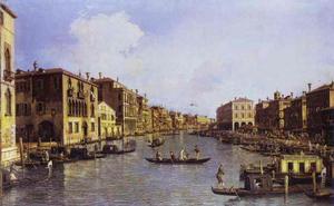 Giovanni Antonio Canal (Canaletto) - The Grand Canal Looking Down to the Rialto Bridge