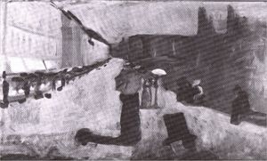 Edvard Munch - Sketch for spring day street Karl Johan