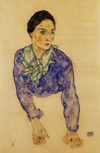 Egon Schiele - Portrait of a Woman with Blue and Green Scarf