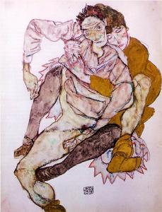 Egon Schiele - seated couple (Egon And Edih Schiele) 1915