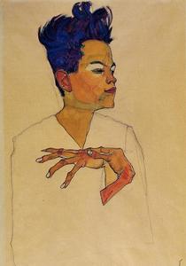 Egon Schiele - Self Portrait with Hands on Chest