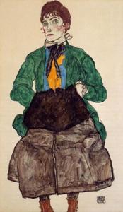 Egon Schiele - Woman in a Green Blouse with a Muff