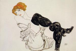 Egon Schiele - Woman in Black Stockings (Valerie Neuzil)